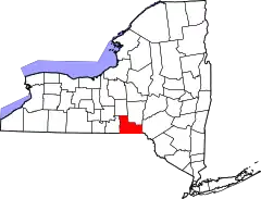 Mapa de Nueva York con la ubicación del condado de Broome