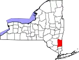Mapa de Nueva York con la ubicación del condado de Dutchess