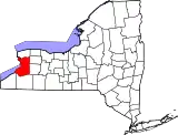 Mapa de Nueva York con la ubicación del condado de Erie
