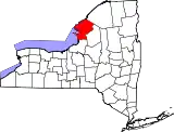Mapa de Nueva York con la ubicación del condado de Jefferson