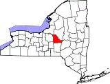 Mapa de Nueva York con la ubicación del condado de Madison