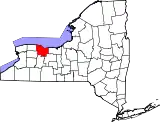 Mapa de Nueva York con la ubicación del condado de Monroe