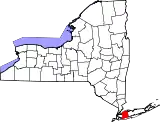 Mapa de Nueva York con la ubicación del condado de Nassau