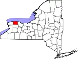 Mapa de Nueva York con la ubicación del condado de Orleans