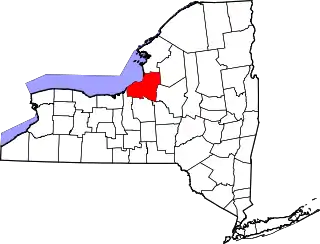 Mapa de Nueva York con la ubicación del condado de Oswego