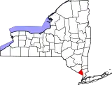 Mapa de Nueva York con la ubicación del condado de Rockland