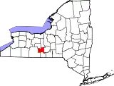 Mapa de Nueva York con la ubicación del condado de Schuyler