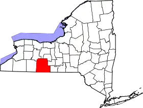 Mapa de Nueva York con la ubicación del condado de Steuben
