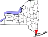 Mapa de Nueva York con la ubicación del condado de Westchester