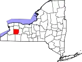 Mapa de Nueva York con la ubicación del condado de Wyoming