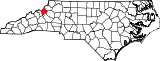 Mapa de Carolina del Norte con la ubicación del condado de Avery
