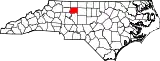 Mapa de Carolina del Norte con la ubicación del condado de Forsyth