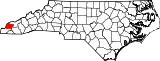 Mapa de Carolina del Norte con la ubicación del condado de Graham