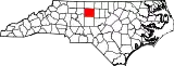 Mapa de Carolina del Norte con la ubicación del condado de Guilford