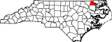 Mapa de Carolina del Norte con la ubicación del condado de Hertford