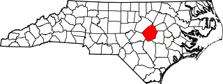 Mapa de Carolina del Norte con la ubicación del condado de Johnston