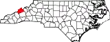Mapa de Carolina del Norte con la ubicación del condado de Madison