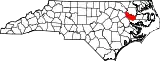 Mapa de Carolina del Norte con la ubicación del condado de Martin