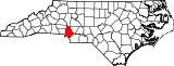 Mapa de Carolina del Norte con la ubicación del condado de Mecklenburg
