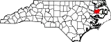 Mapa de Carolina del Norte con la ubicación del condado de Washington