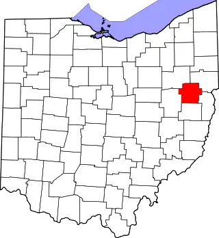 Mapa de Ohio con la ubicación del condado de Carroll