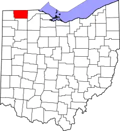 Mapa de Ohio con la ubicación del condado de Fulton