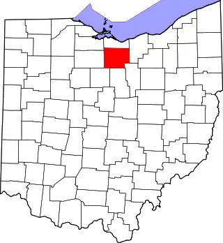 Mapa de Ohio con la ubicación del condado de Huron