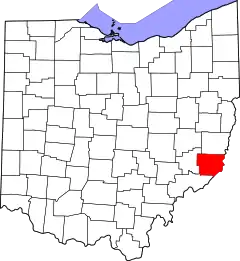 Mapa de Ohio con la ubicación del condado de Monroe