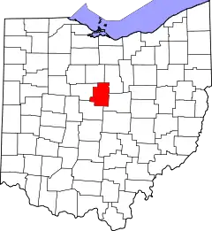 Mapa de Ohio con la ubicación del condado de Morrow