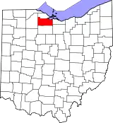 Mapa de Ohio con la ubicación del condado de Sandusky