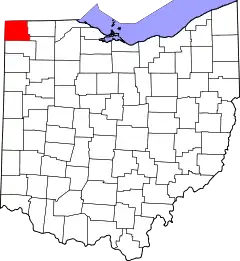 Mapa de Ohio con la ubicación del condado de Williams