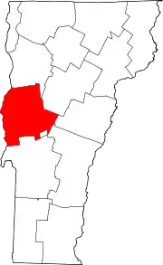 Mapa de Vermont con la ubicación del condado de Addison