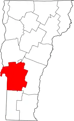 Mapa de Vermont con la ubicación del condado de Rutland