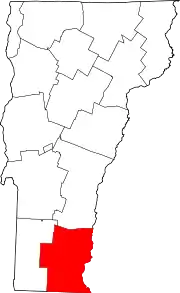 Mapa de Vermont con la ubicación del condado de Windham