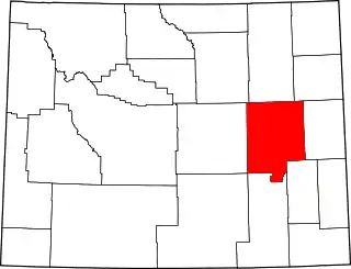 Mapa de Wyoming con la ubicación del condado de Converse