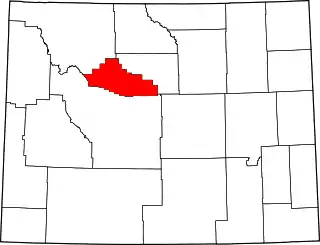 Mapa de Wyoming con la ubicación del condado de Hot Springs