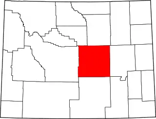 Mapa de Wyoming con la ubicación del condado de Natrona