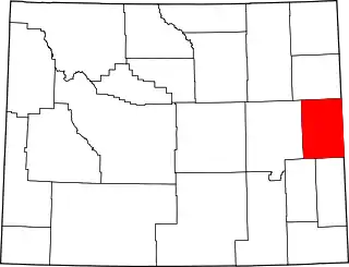 Mapa de Wyoming con la ubicación del condado de Niobrara