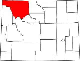 Mapa de Wyoming con la ubicación del condado de Park