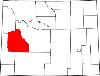 Mapa de Wyoming con la ubicación del condado de Sublette