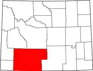 Mapa de Wyoming con la ubicación del condado de Sweetwater