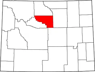 Mapa de Wyoming con la ubicación del condado de Washakie