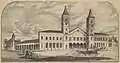 Un dibujo de la primera Union Station en 1857, diez años después de su construcción.