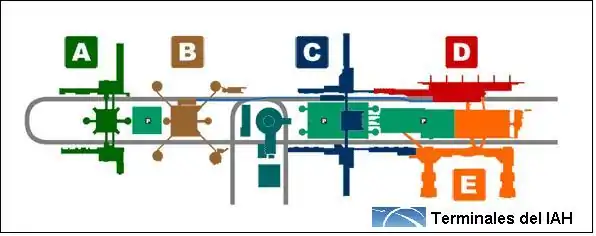 Mapa de terminales del Aeropuerto Intercontinental George Bush