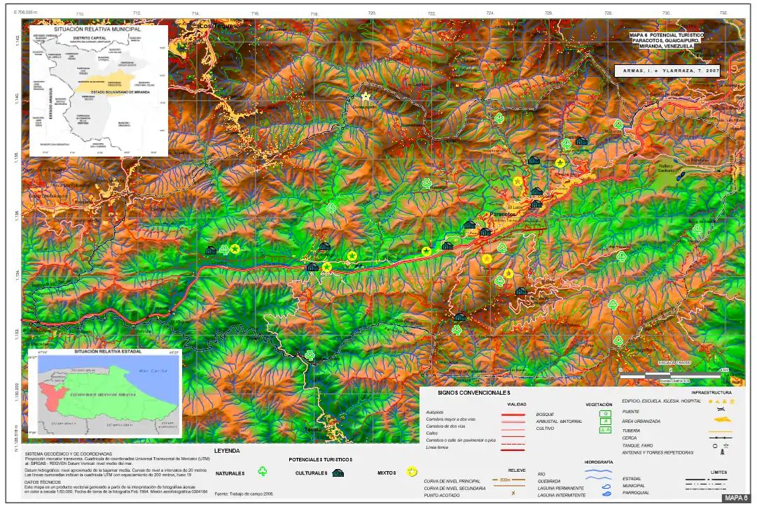 MAPA 6  POTENCIAL TURÍSTICO PARACOTOS, GUAICAIPURO, MIRANDA, VENEZUELA.