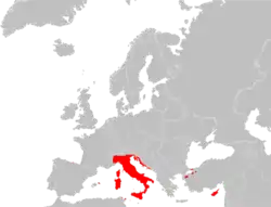 Distribución originaria de P. sicula