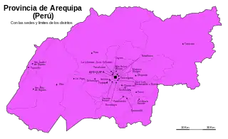 Mapa de los distritos de la provincia (ampliar para ver detalles.