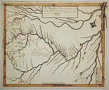 El mapa cartográfico muestra la región del Partido de Chulumani de la que el coronel Revuelta exploró a principios de 1810.