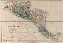 Mapa de América Central, en 1850