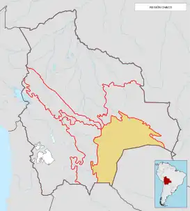 Ubicación de la región en Bolivia